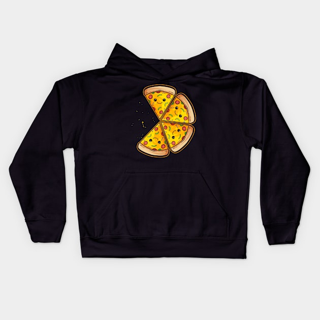 Happy Kawaii Slice I Love Pizza Kids Hoodie by SinBle